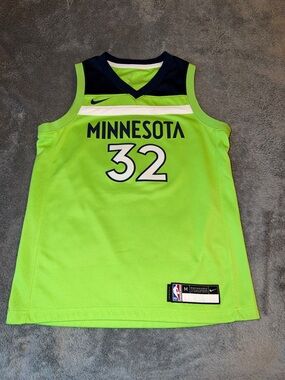 Nike Lime Green and Navy Minnesota Timberwolves Basketball Jersey #32 Towns